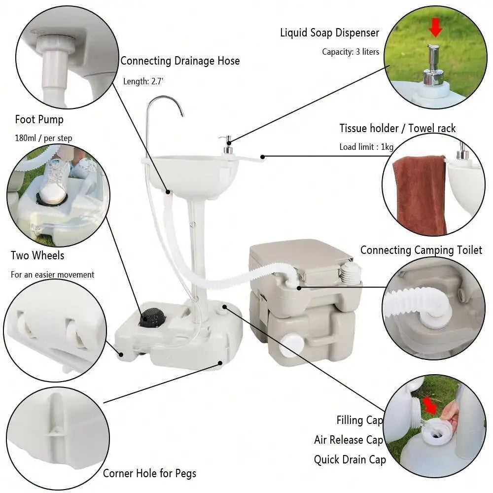 Portable Toilet Kit with Pop Up Privacy Tent and Waste Essentials
