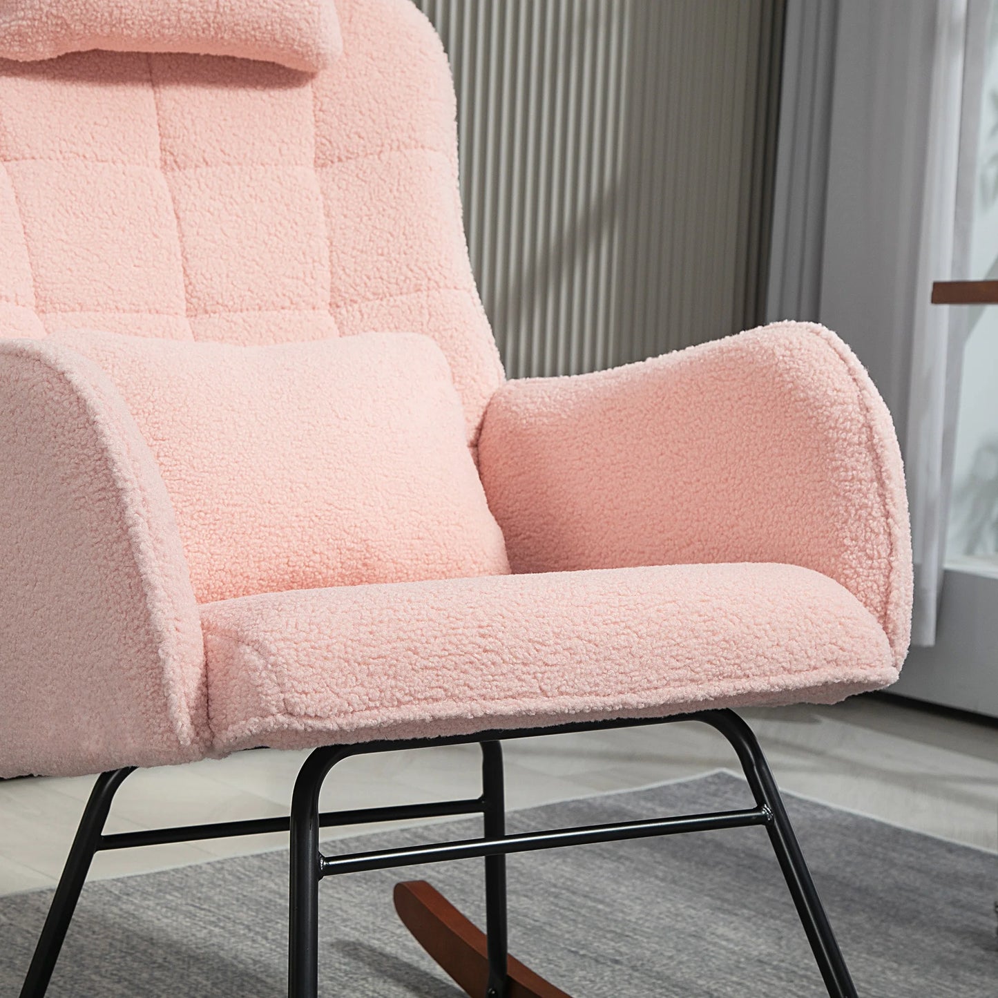Pink Rocking Chair with Headrest
