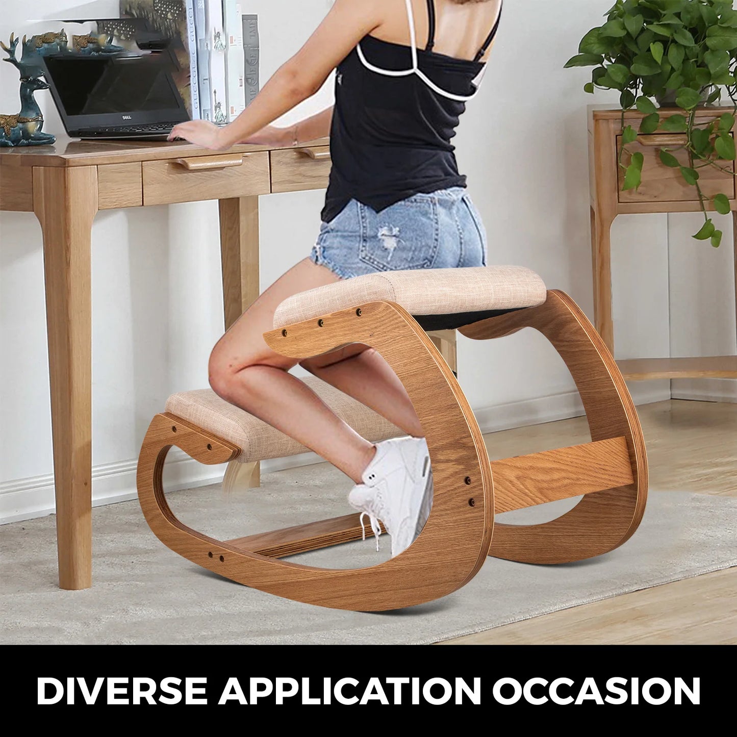 Ergonomic Rocking Wooden Kneeling Chair