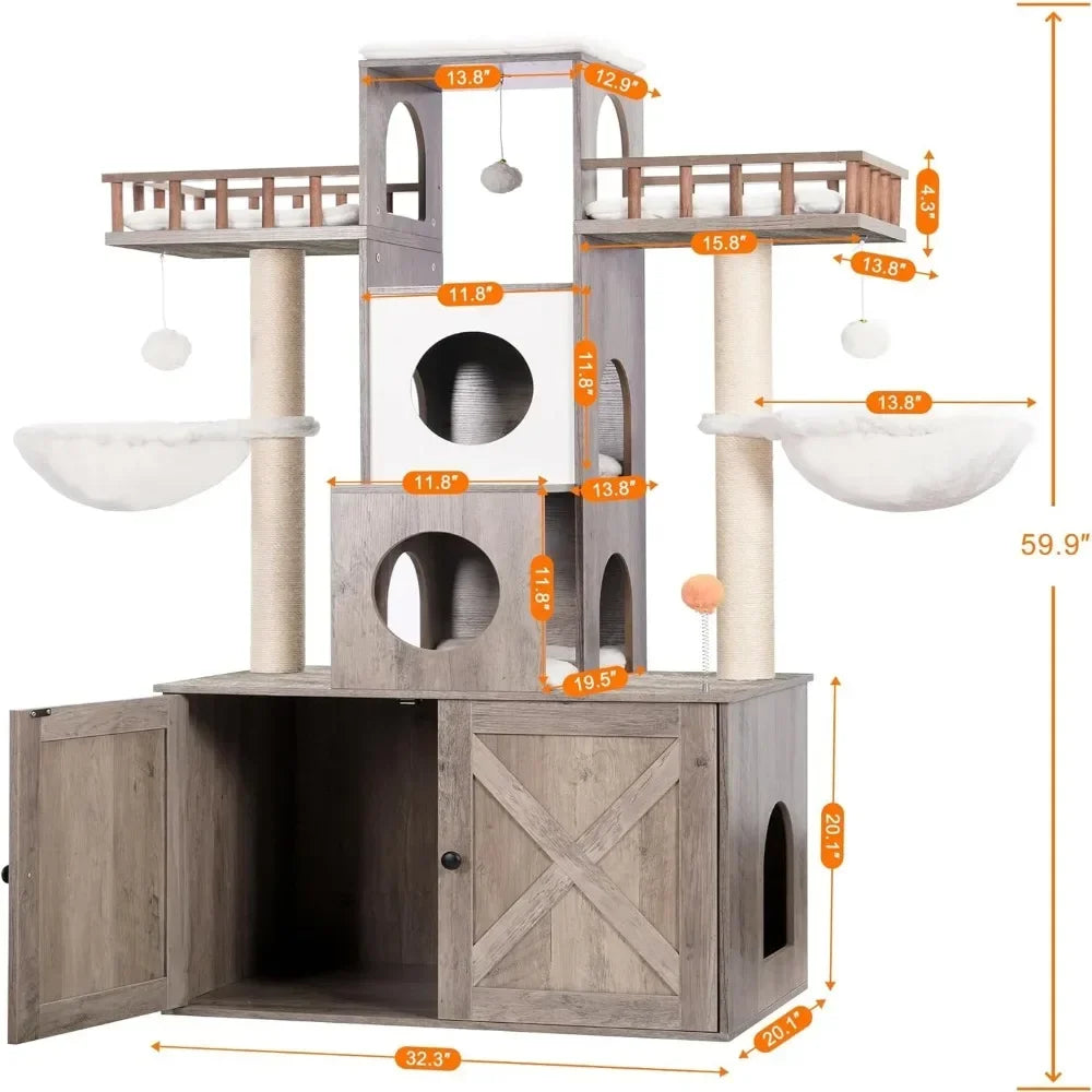 Cat Tree With Litter Box Enclosure