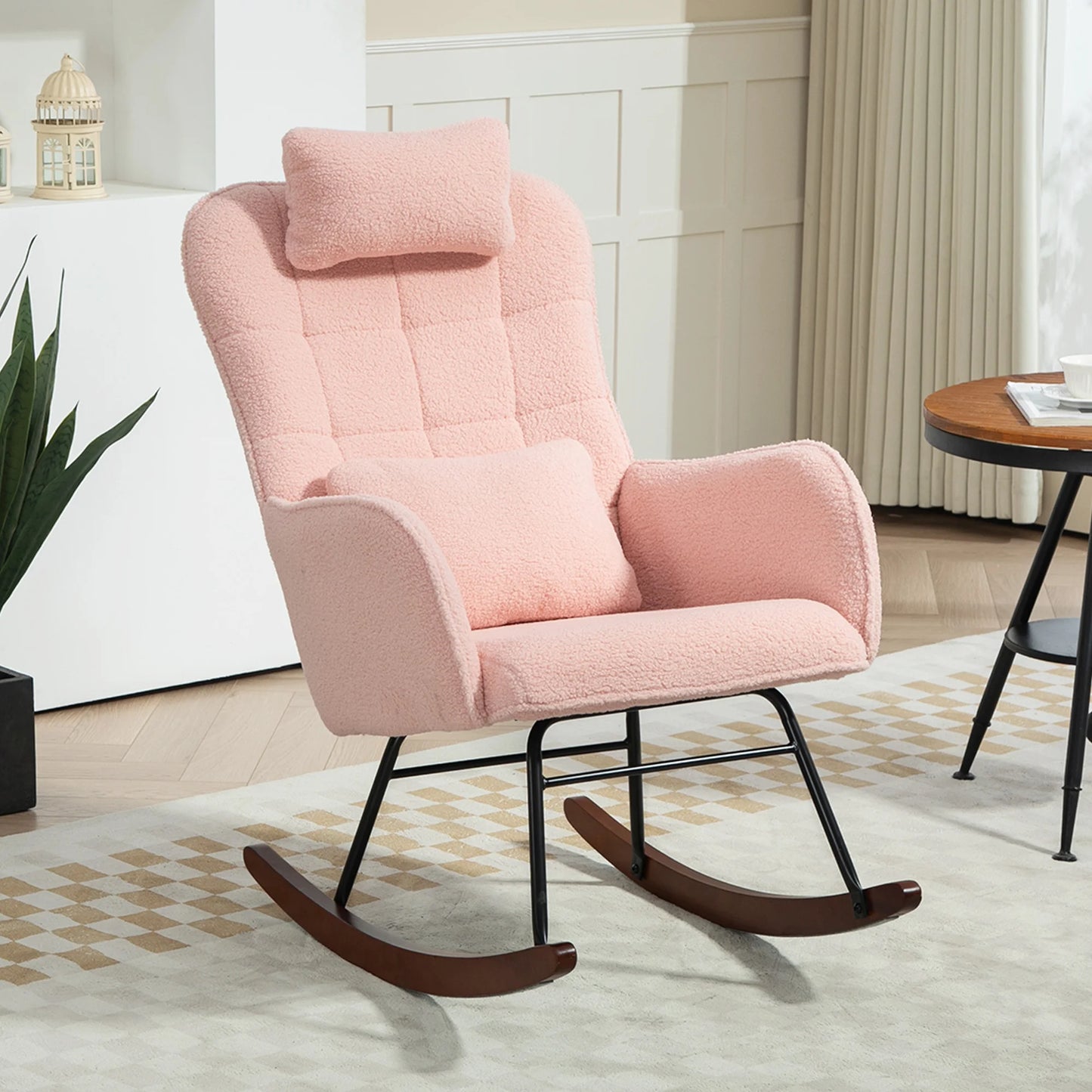 Pink Rocking Chair with Headrest
