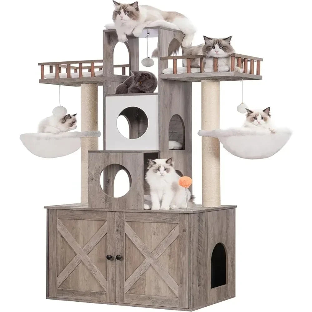 Cat Tree With Litter Box Enclosure