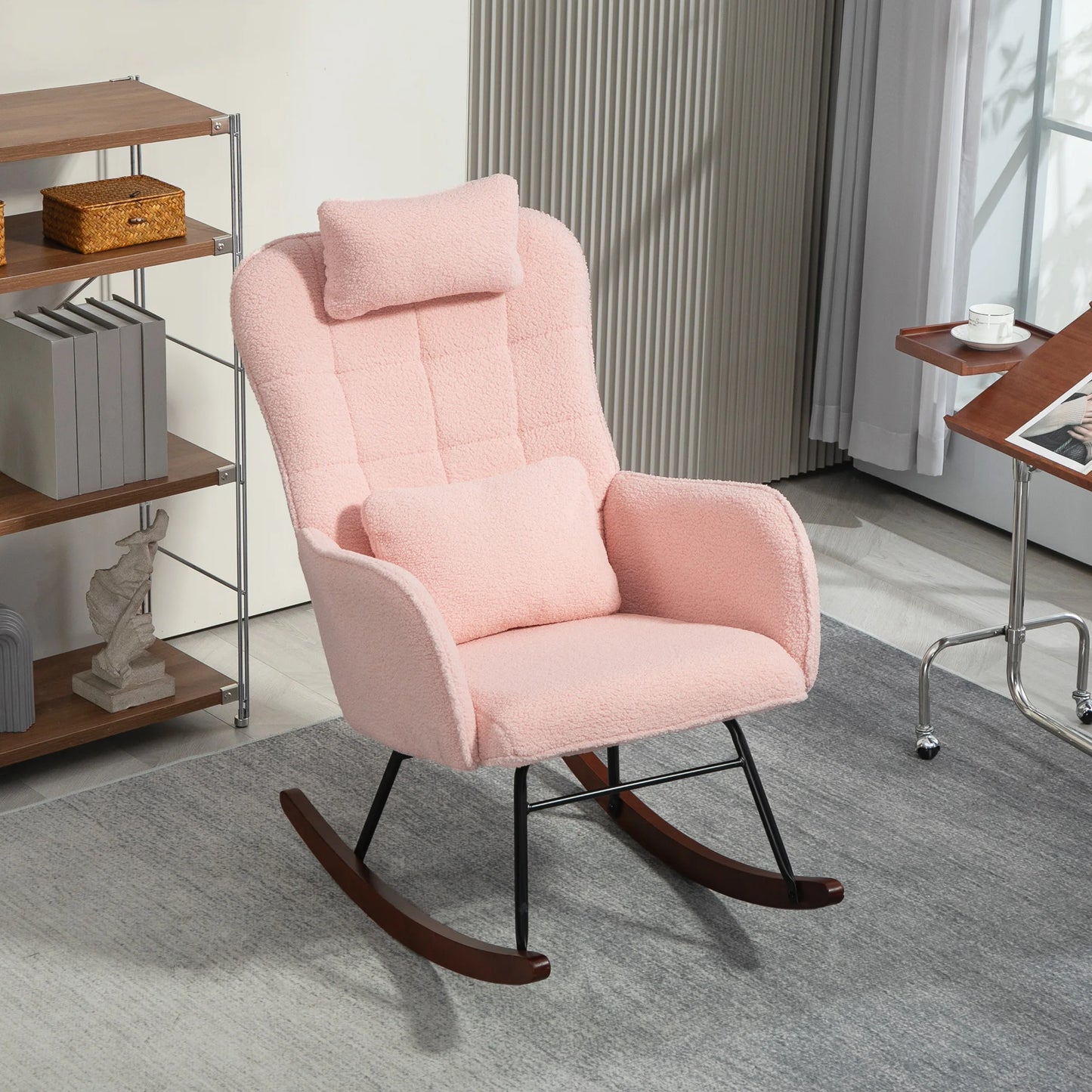 Pink Rocking Chair with Headrest
